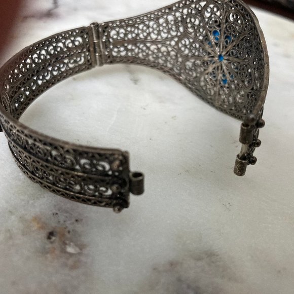 Turkish Turquoise filligree cuff bracelet - Picture 5 of 6